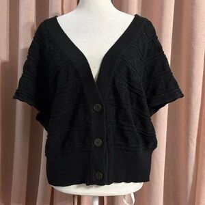 Avenue Black Short Sleeve Cardigan Size 18/20 (1X)